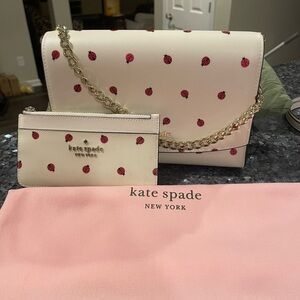 Kate Spade Cream Ladybug Print Crossbody Bag and Wallet
